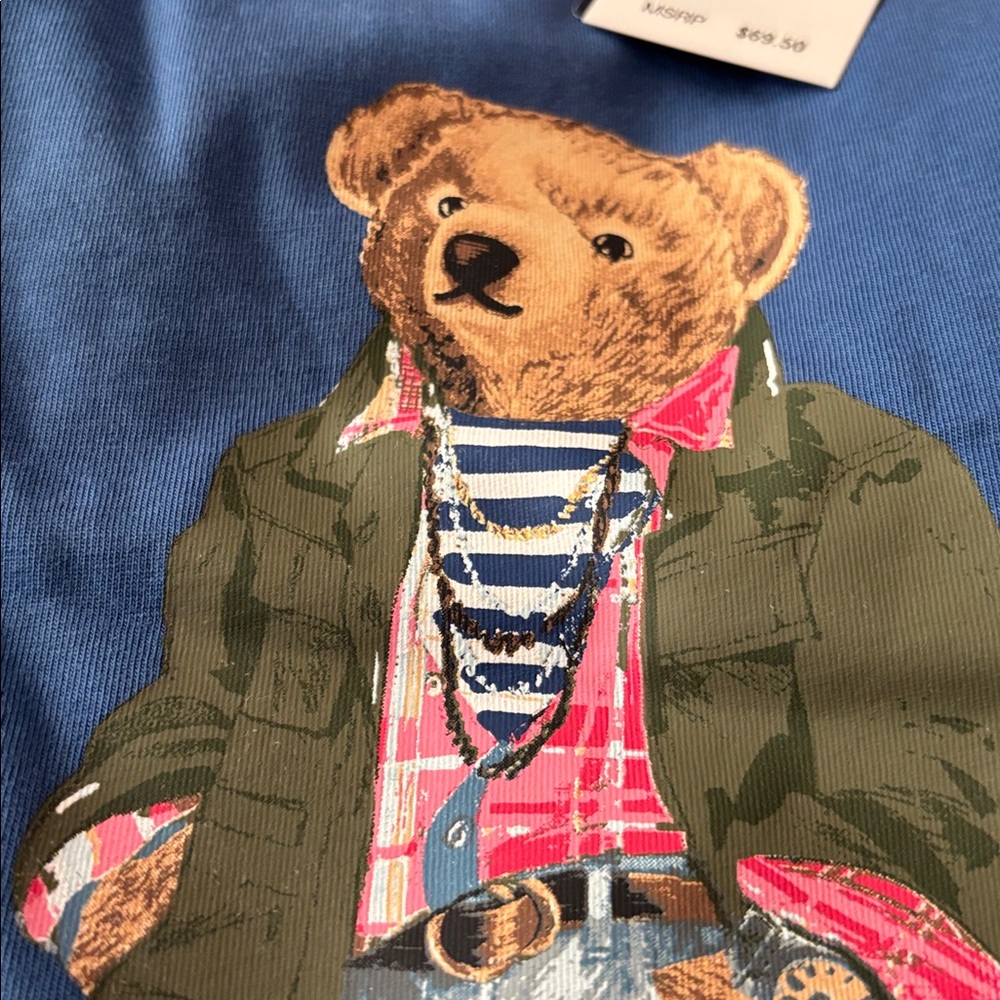 NWT Ralph Lauren Blue Tee with Polo Bear Graphic